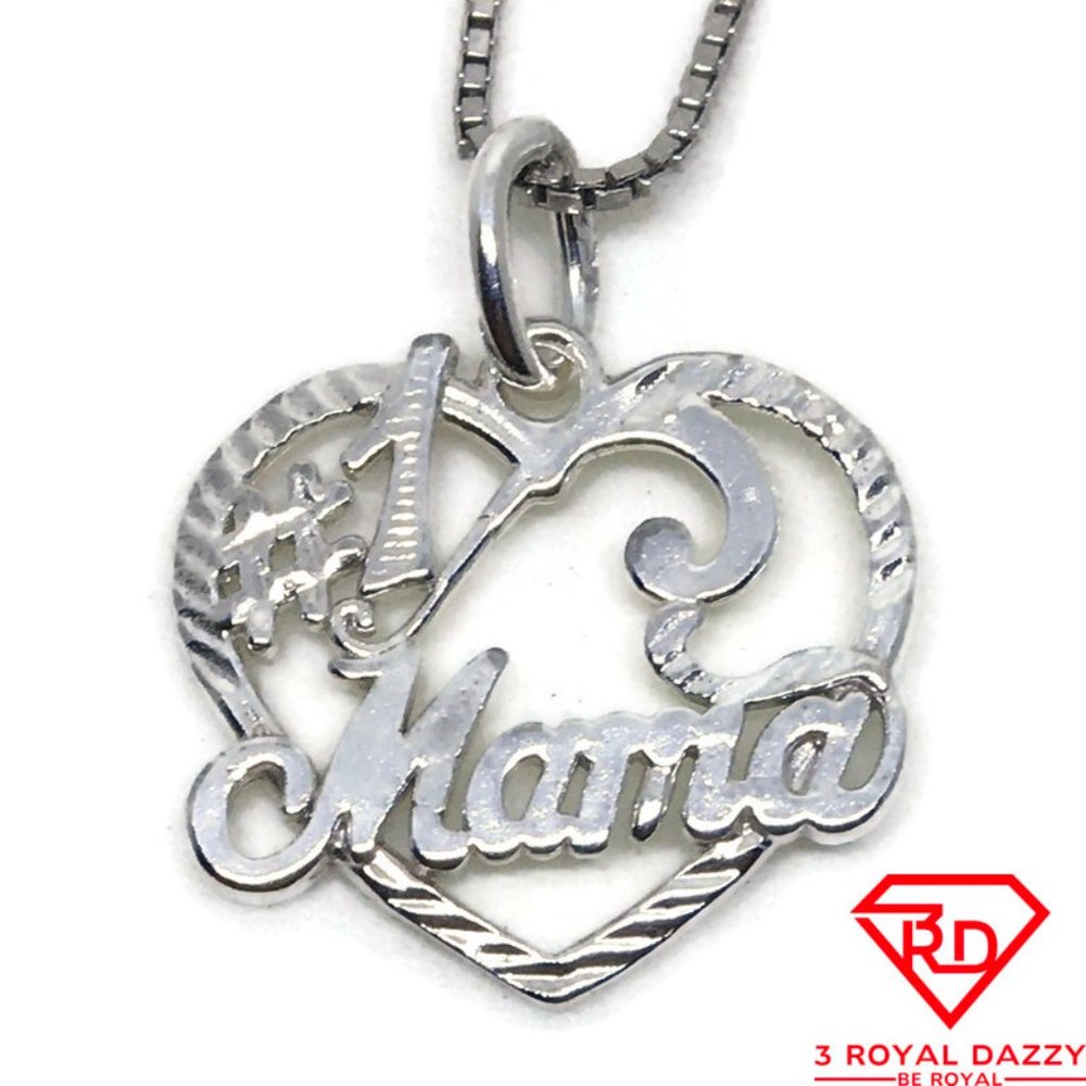 Heart best Mama 3D Pendant 925 Sterling Silver